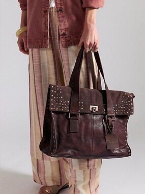 FREE PEOPLE We The Free Shay Stud Tote, Color Espresso, Retail Price $298.00 USD